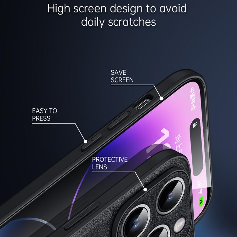 SULADA For iPhone 15 Pro Max PU Leather+TPU+PC Phone Case Shockproof Back Cover