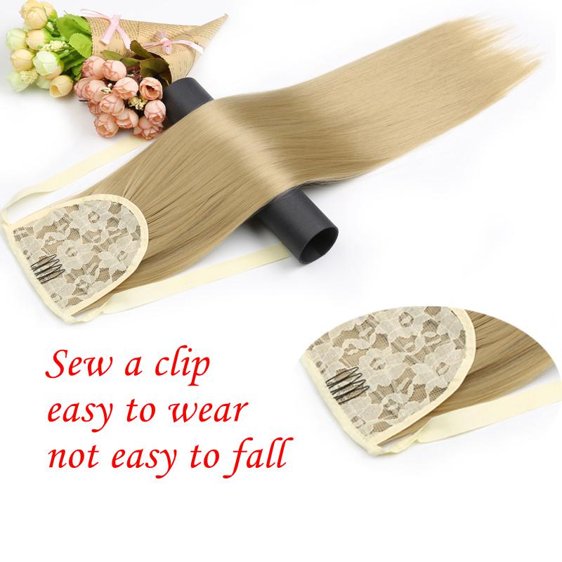 Μακρύ ίσιο κλιπ στην ουρά Ψεύτικα μαλλιά Αλογοουρά Κομμάκι με φουρκέτες Συνθετικές ίνες ανθεκτικές στη θερμότητα ίσια ουρά πόνυ