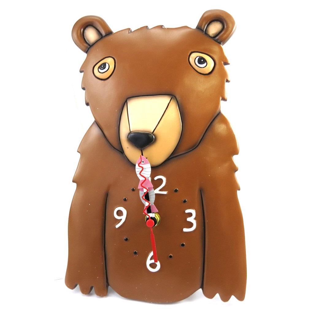 Allen Designs [M3384] – „Allen Designs“ Braunbär-Wanduhr (25 x 20 cm)