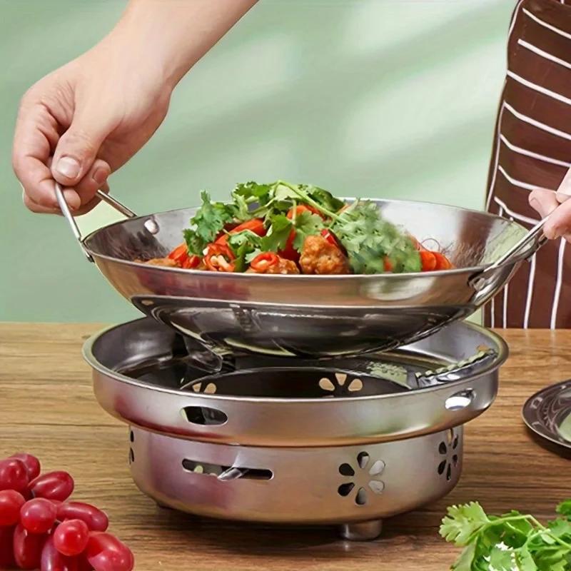 1pc 29cm/11inch stainless steel honeycomb skillet non-stick with handle scratch-resistant cooking pasta steak porridge ramen