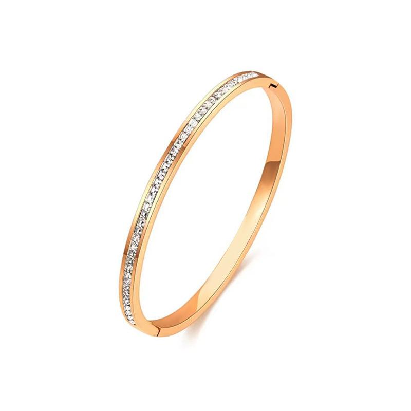 Htpwe Stainless Steel Zirconium Embossed Bracelet Set For Women 18k Gold Plated Couple Holiday Gift Bracelet Party Daily Zircon