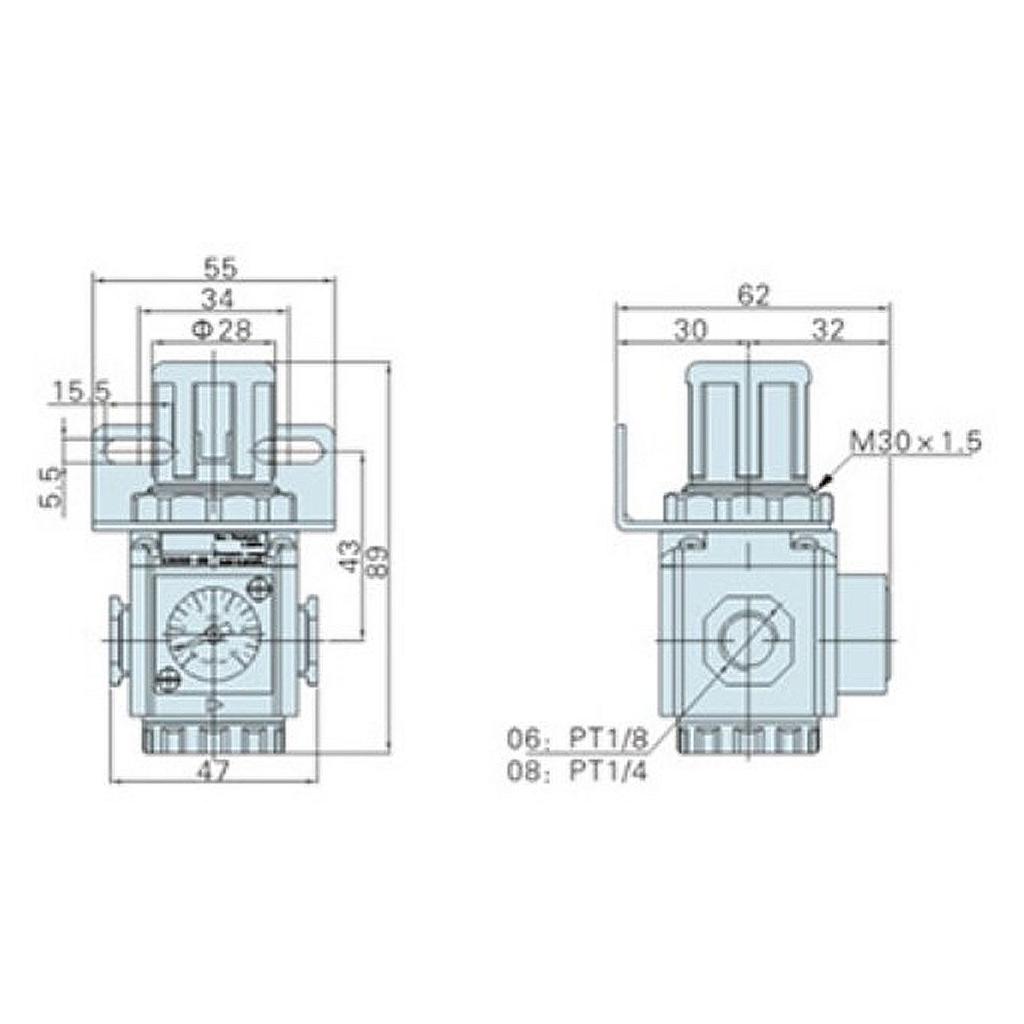 Air Compressors Regulator Valve Aluminum Alloy Mini Pressure Regulators Kit for IndustryGR200‑08 PT1/4