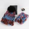 New Fashion Knitted Good Elastic Real Fur Scarf Hat Sets Women Winter Warm Natural Rex Rabbit Fur Scarves Hats Sets