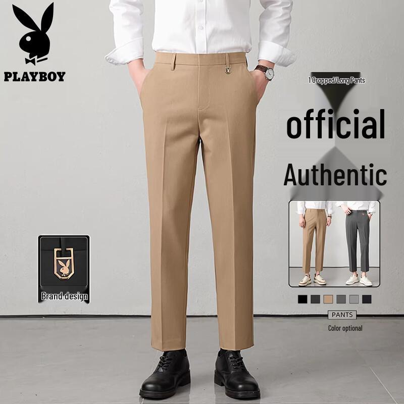 

PLAYBOY Men s Loose Straight Leg Business Casual Trousers 34