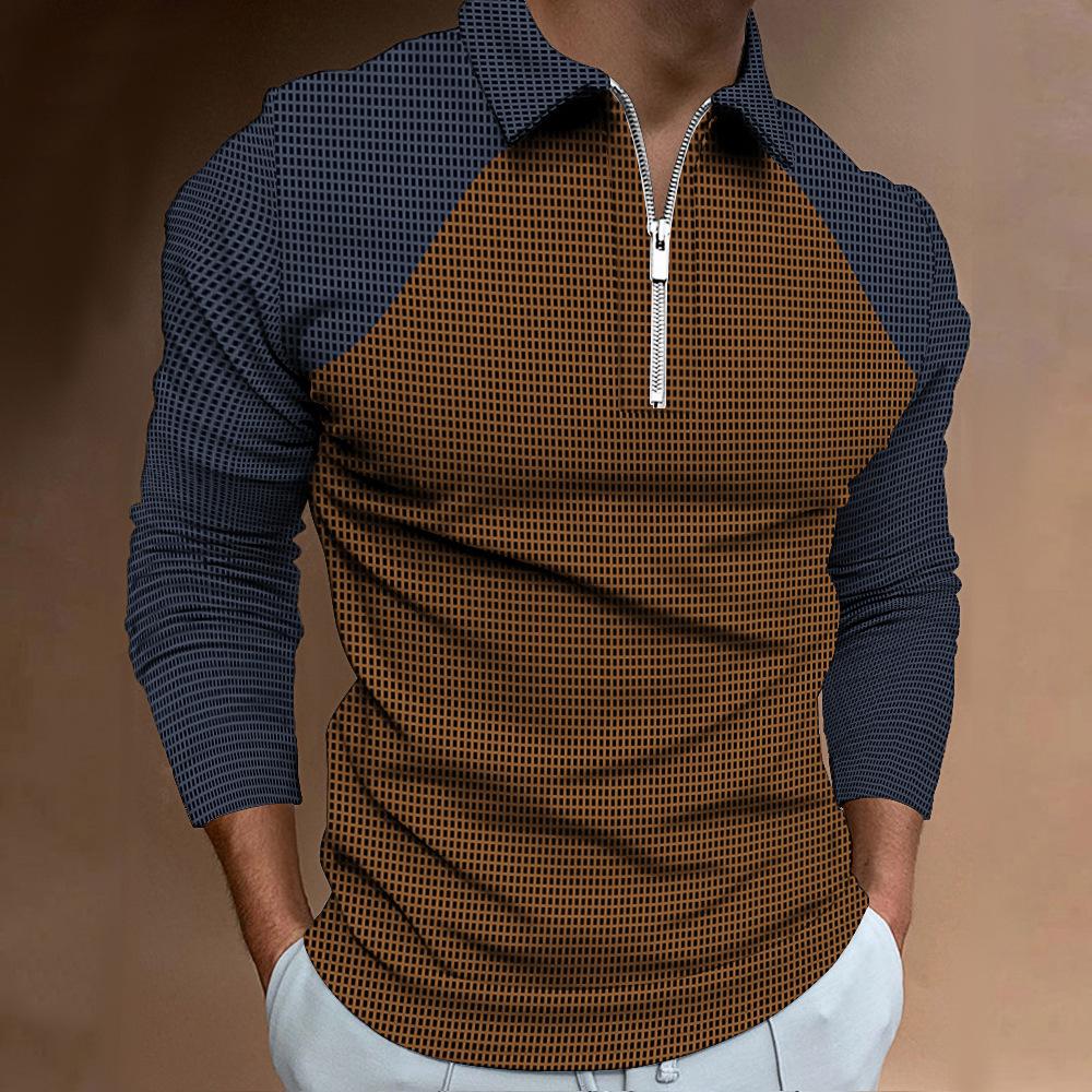 Men s Sportswear Men s Polo Shirt Autumn and Winter New Digital Printing Long-sleeved T-shirt Casual Polo Shirt S