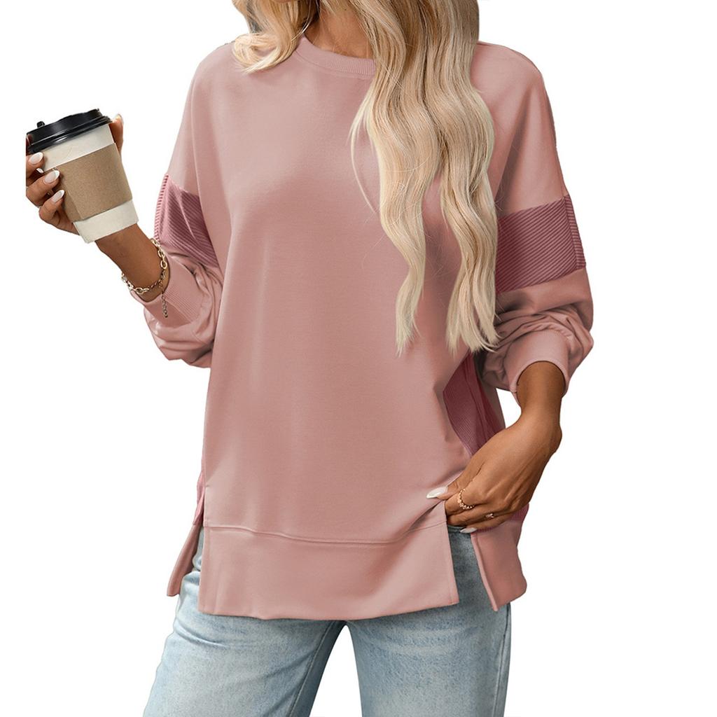 Women's Casual Splicing Long Sleeve Round Neck Sweatshirt