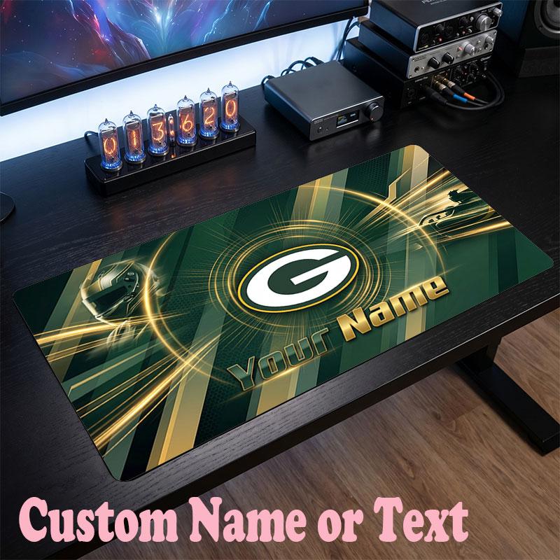 Green Bay Packers Customized Name Text Mouse Pad, Large Desk Mouse Mat Personalized Home Office Present