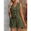 2026 Plus Size Women's Solid Color Two-Piece Vest Set: Europe & America Style