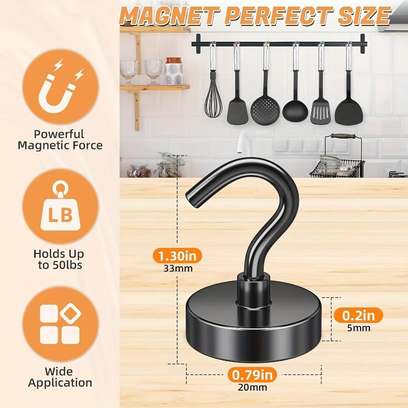 6PCS NdFeB strong magnetic keychain magnetic magnet hook magnetic buckle permanent magnet magnet round magnetic suction hook