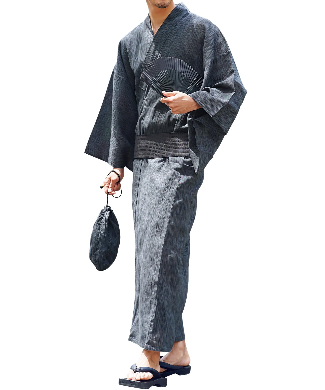 

Рошель Юката Набор Шинген Складной и Пояс L J Чернила Ива Легко носить Юката Лето Однотонный Японский Мужской 6 предметов (Юката, Оби, Гэта, Сумка, Веер, Оби)