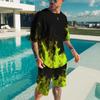 Männer Sets Kausalen Rundhals Flamme Drucken T-shirt Shorts Sport Lauf Anzug männer Shirts Trainingsanzüge Kurzarm Sportswear Mann