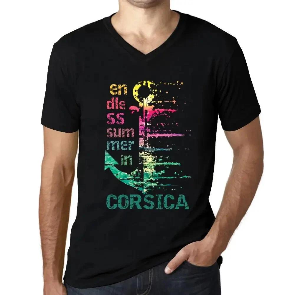 Men's Graphic T-Shirt V Neck Endless Summer In Corsica Eco-Friendly Limited