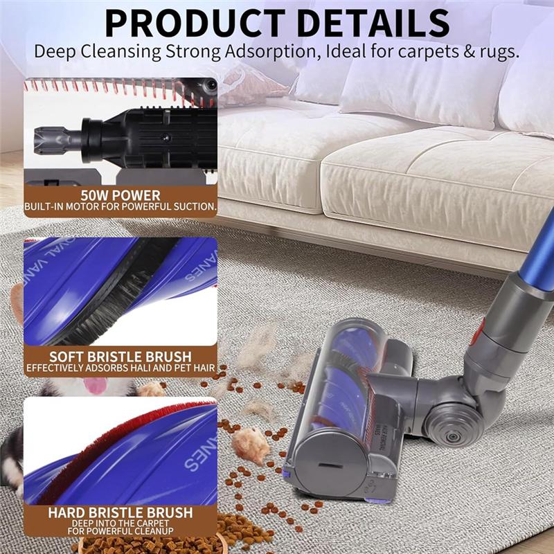 

AB34-Anti-Tangle Replacement Vacuum Head Set For Dyson V8 V10 V11 V15 Cordless Vacuum Cleaner For Carpets Rugs Hardwood Floor