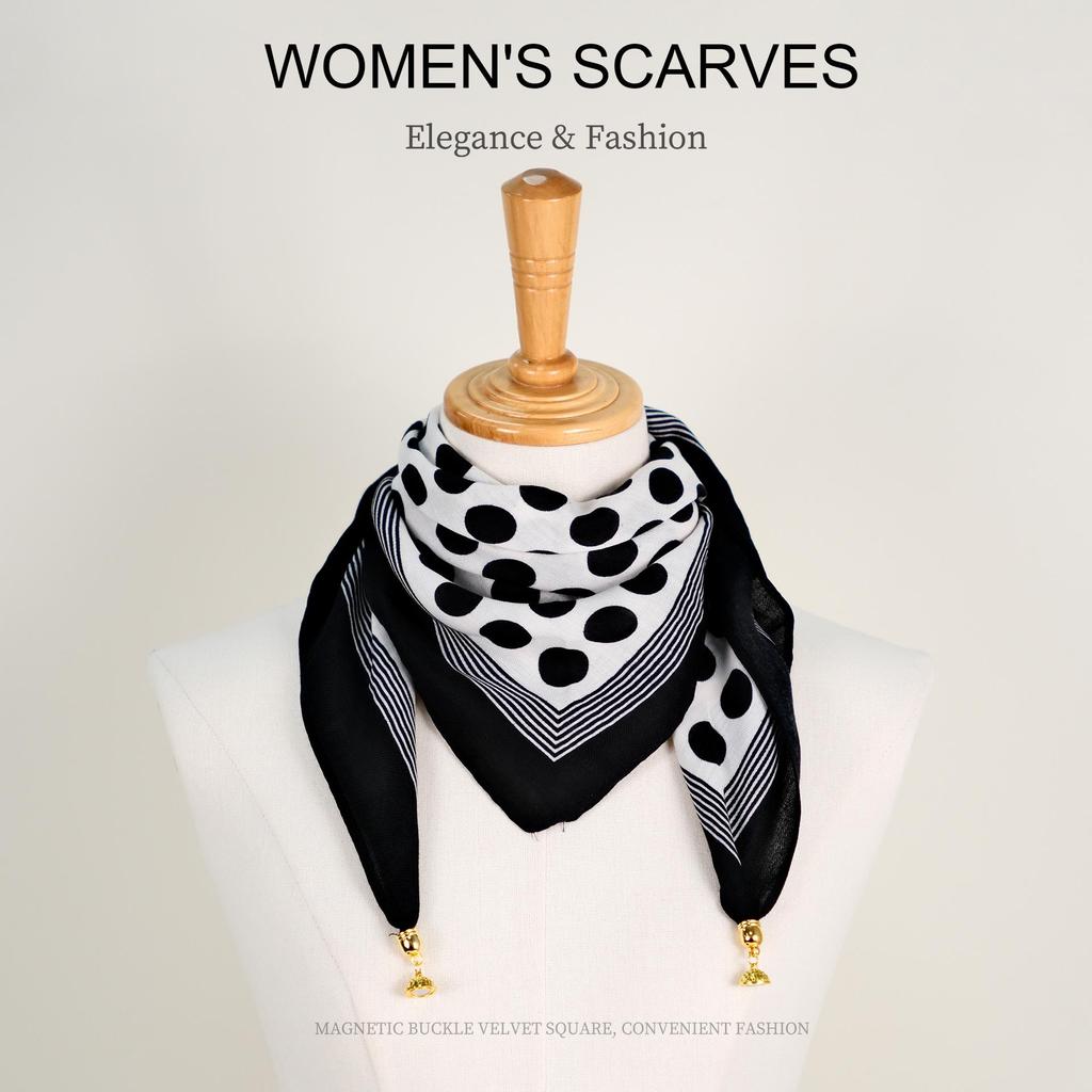 Golden Bean Magnetic Buckle Scarf – Fashionable Cotton & Linen Shawl for Mothers