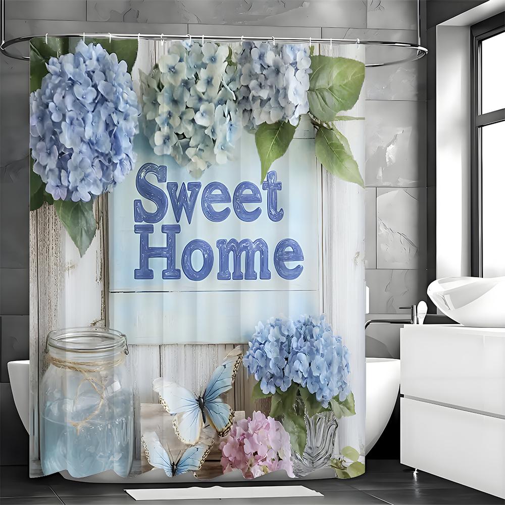 Flowers and Garden Flowers Plants Nature Flowers Watercolor Style Blue Butterfly Clear Glass Bottle Sweet Home Bathroom Shower C