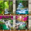 3D Duschvorhang Natur Wald Wasserfall Landschaft Badezimmer Vorhänge Wasserdichtes Gewebe Mit Haken Heimdekoration Duschvorhang