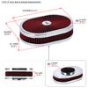 12" x 2" ovale Luftfiltereinheit 5-1/8" Vergaserhals mit Durchflussdeckel High Flow Chrom für GMC Chevy Ford Chryler Dodge