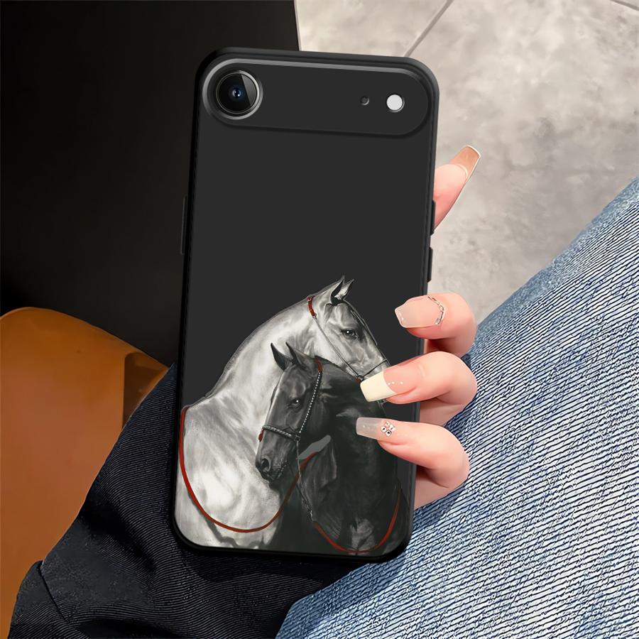 White Black Horse Funda Phone Cover Case for Apple iPhone 17 Pro Max 11 XR XS MAX 14 12 Air 16 15 Pro 7 8 13