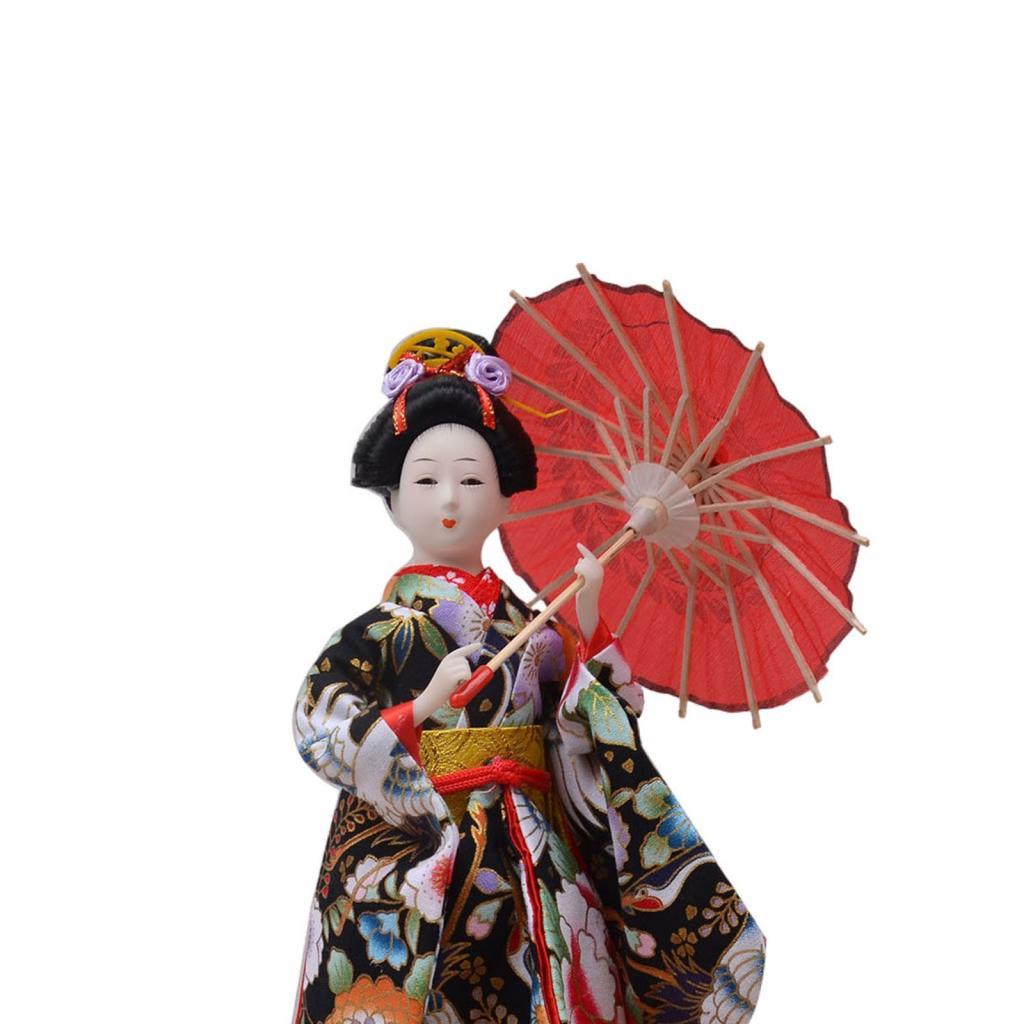 Ethnic Japanese Geisha Dolls Oriental Ancient Kabuki 12" Vintage Style Collectible Figurine Asian Geisha Doll for Shelf Decor