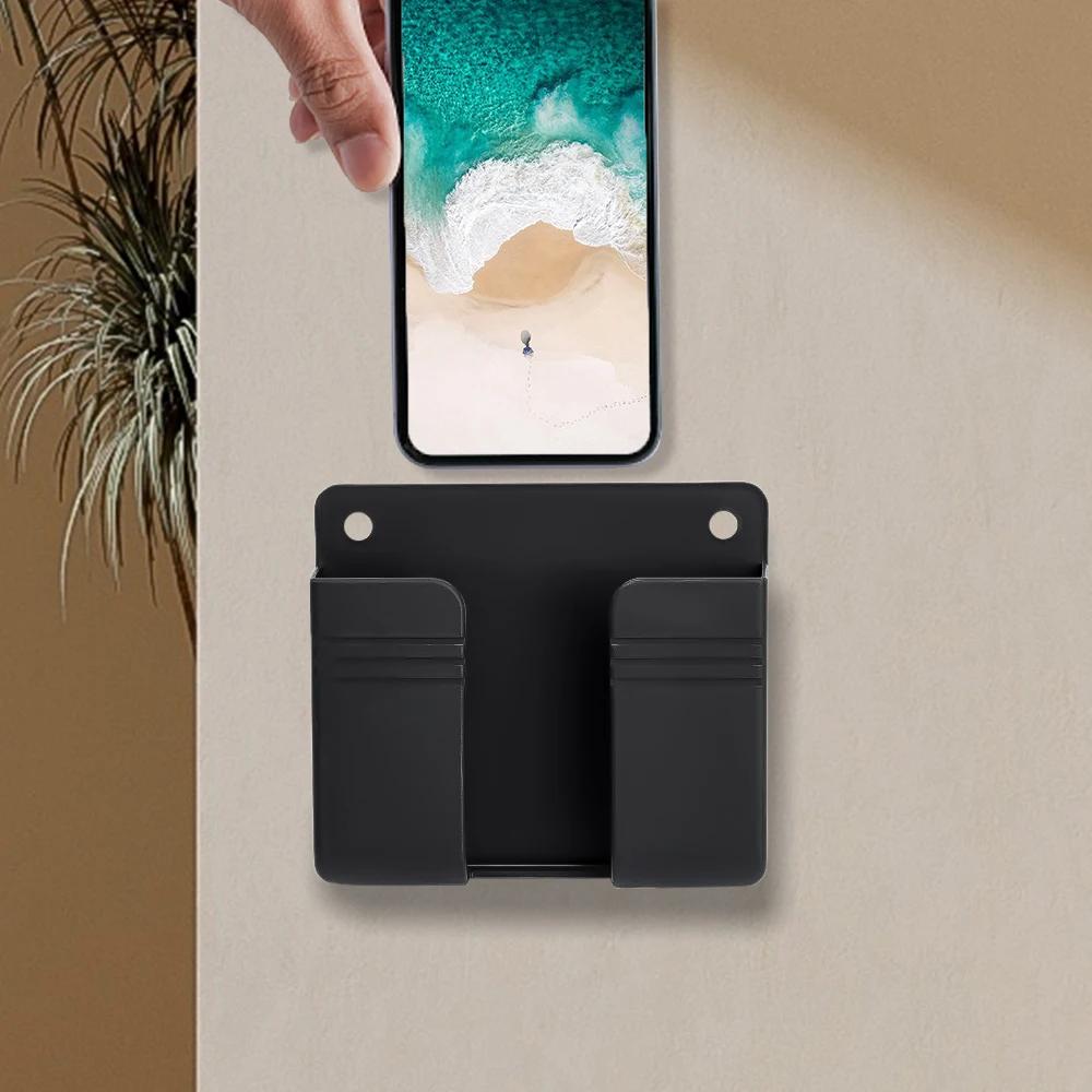TV Remote Control Wall Mounted Storage Box Multifunction Punch Free Organizer DIY Mobile Phone Plug Charging Holder Stand
