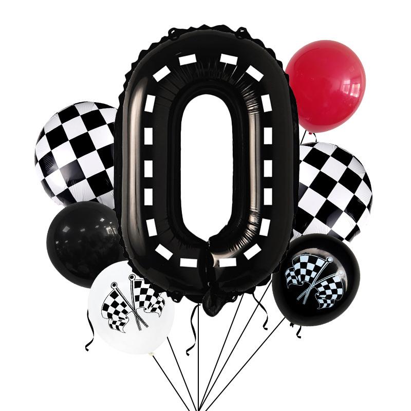 

Racing balloon bouquet printing latex aluminum film digital birthday set venue background arrangement 7pcs racing digital set 0