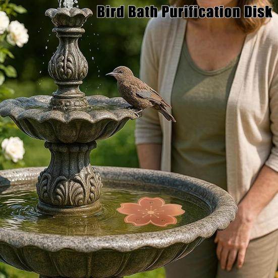 Bird Bath Copper Disk 0.8mm Thick Copper Cleaning Disk Birdbath Cleaner with Triple-Point Support for Physical Safe Clean Water Birdbath Bowl