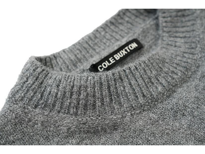 Pulover unisex de înaltă calitate Cole Buxton CB Jacquard cu litere, larg, cu gât rotund