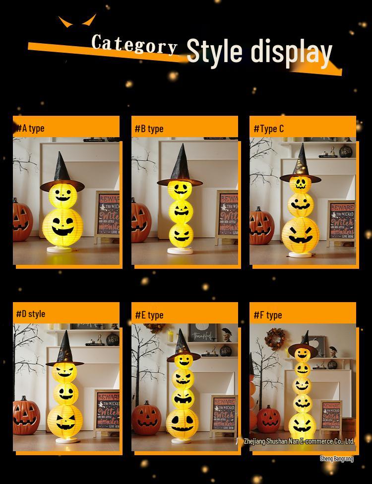 Light-Up Halloween Pumpkin Lantern Ornaments for Bar or Storefront Décor.