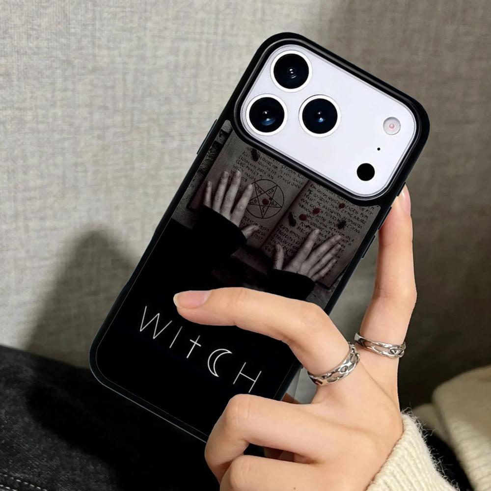 Capa Case for iPhone 17 Air 16 Pro Max 15 Plus 11 13 Mini 14 12 Back Phone Cover Occult Witchcraft Moon Gothic Witch Print