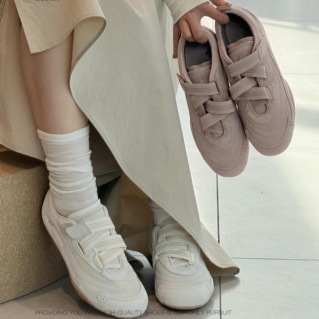 Lan Cabinet 2025 New French Retro Style Velcro Ballet Training Shoes Women's Versatile Casual Sports Shoes