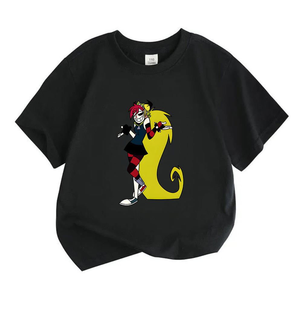 Kids Boys Girls 100% Cotton Crew Neck Short Sleeve T-Shirt, Funny Cartoon Character Print Casual Soft Breathable Tee for Daily Wear Birthday Gift