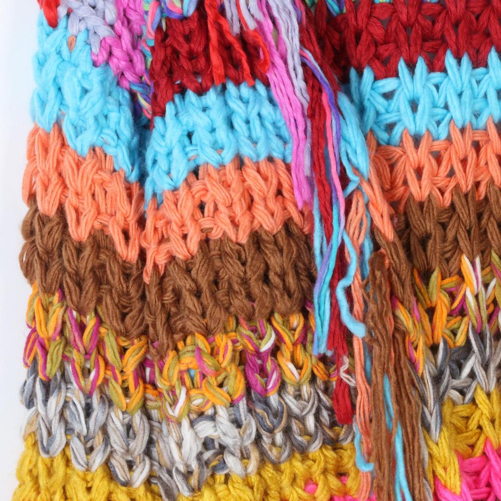 Retro Regenbogen Farbblock Damen Cardigan Pullover - Langärmlig, Dick gestrickt für Herbst/Winter