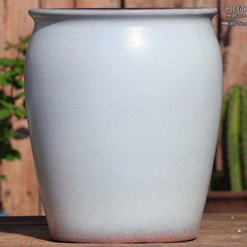 Extra Large White Ceramic Pot: European Style Succulent and Flower Pot for Courtyard Landscaping with Rough Texture and Large Caliber.