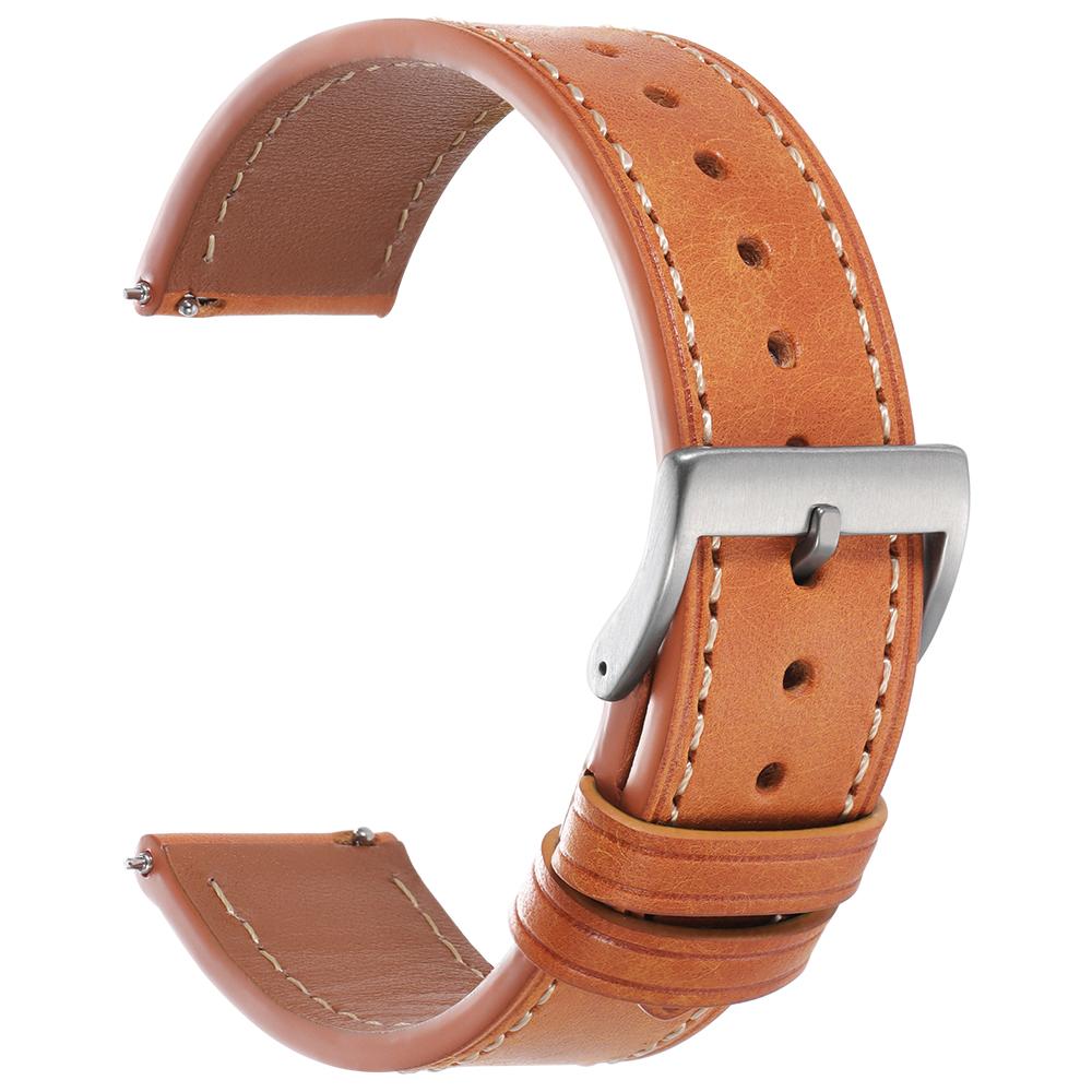 Retro Genuine Cowhide Watch Band Business Full-grain Leather Strap 18mm 20mm 22mm Quick Release Wristwatch Bands with Pin Buckle