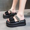 fashion Summer High Platform Women Sandals Slip-On 7 CM Wedges Bling Shoes Fashion 2024 Outside Chunky Sandals Beach Casual Slides Woman