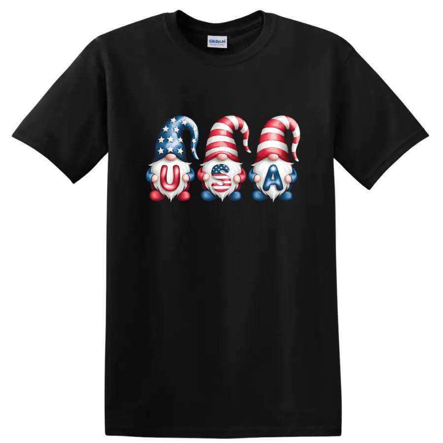 USA Gnomes Independence Day T Shirt Patriotic Funny Tee Gift for Summer Fun