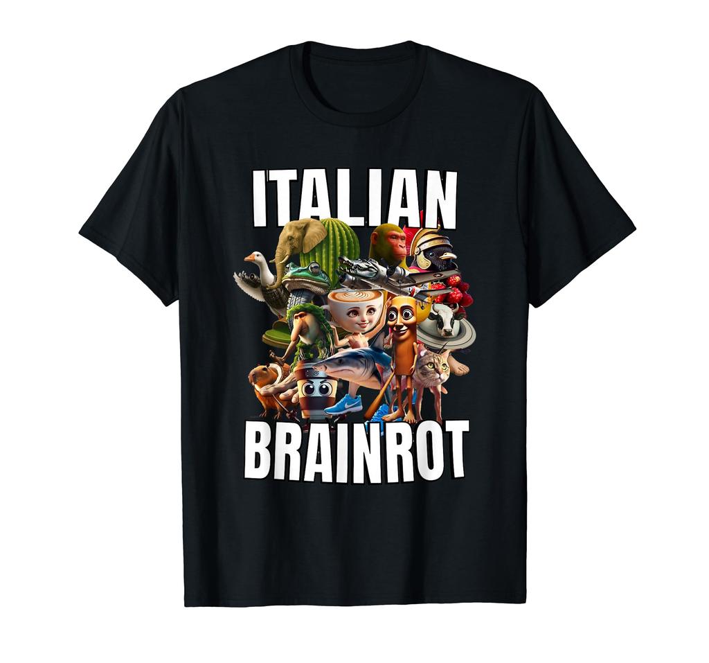 ITALIAN BRAIN ROT | All Text White Text T-Shirt