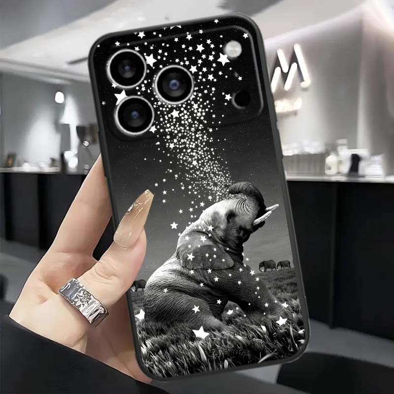 Cartoon Anime Animals Phone Case For Apple iPhone 17 16 16E 15 14 13 12 11 Pro Max Plus Black Soft Silicone