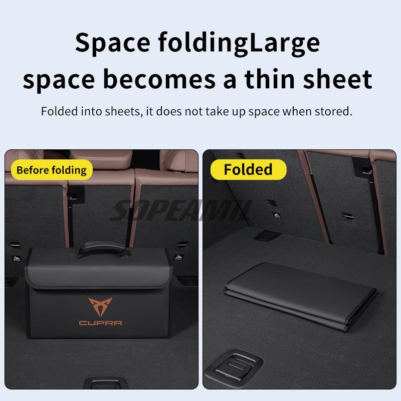 VRT4 For Cupra Ateca Born Leon IBIZA Raval Formentor Terramar Tavascan Car Trunk Storage Box Capacity Foldable Stowing Tidying Bag