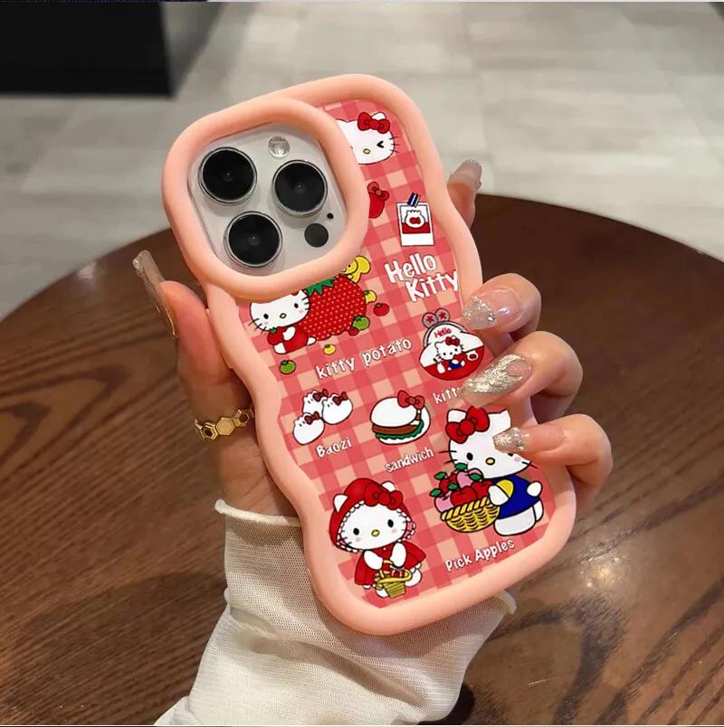 Hello Kitty Chain Case For Iphone 17 Pro Max 16 15 14 13 12 11 Pro Max 17 Air 16e 14 16 15 Plus 16+ Phone Casing Cute Wave TPU