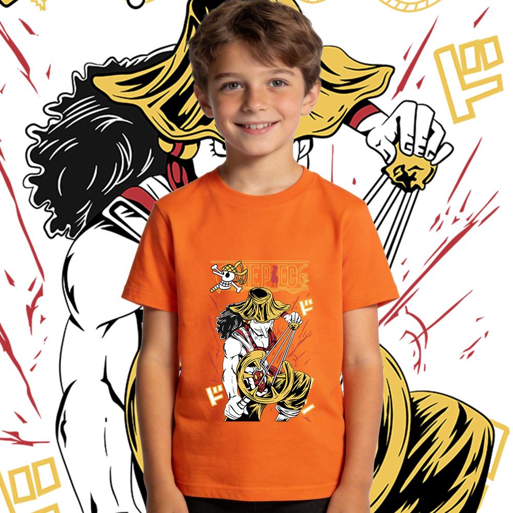 One Piece Usopp Anime Print Boys Girls Cotton T Shirt Casual Short Sleeve Kids Summer Top Soft Breathable Daily Wear