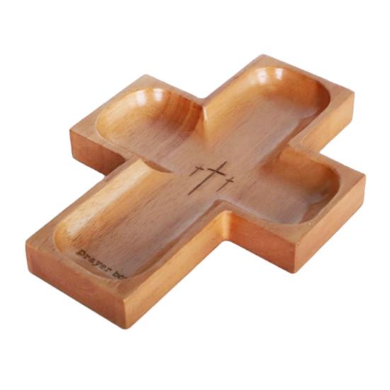 Wooden Prayer Bowl 4-Compartment Serving Tray for Bread Cakes Fruit And Desserts Reusable Dinnerware for Family Gatherings Party Supplies
