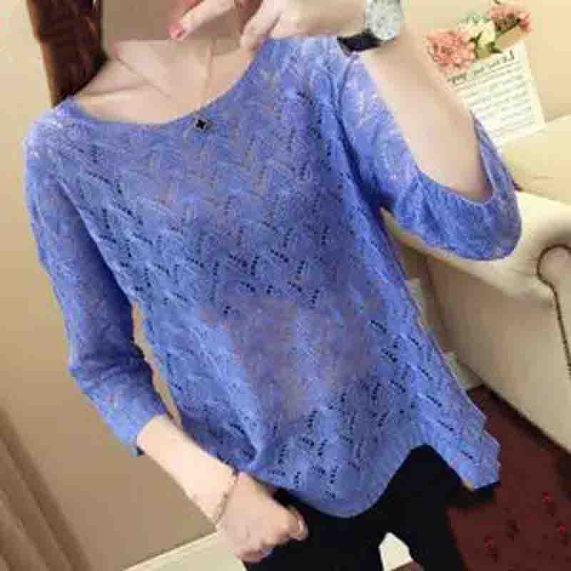 

Весенне-летняя трикотажная нижняя рубашка с рукавом три четверти Свободная женская корейская тонкая полая рубашка большого размера с короткими рукавами и короткими рукавами S