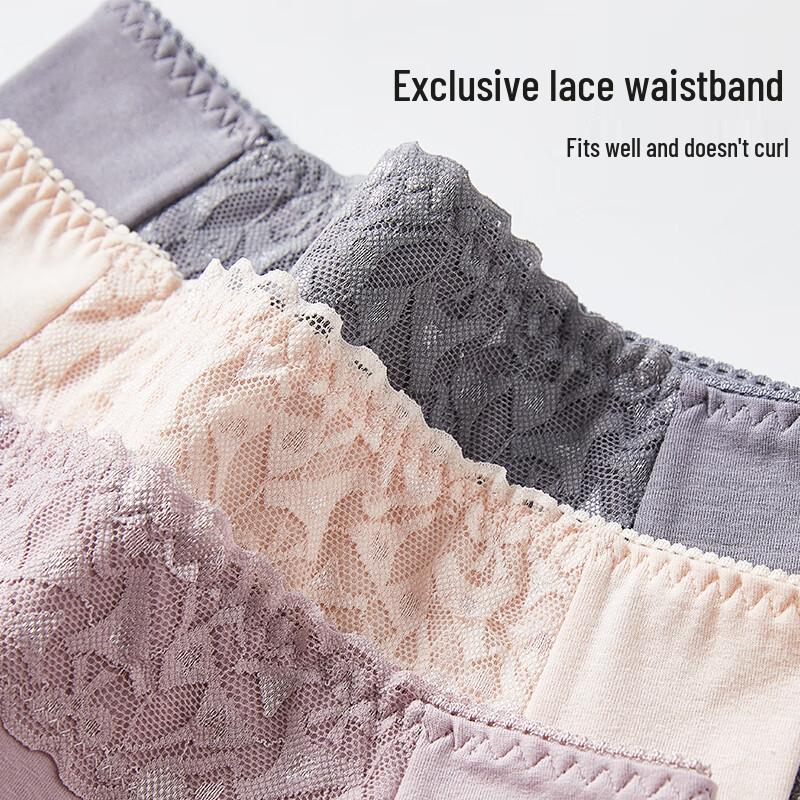 Audifen Women's Pure Cotton Lace Briefs 3-Pack