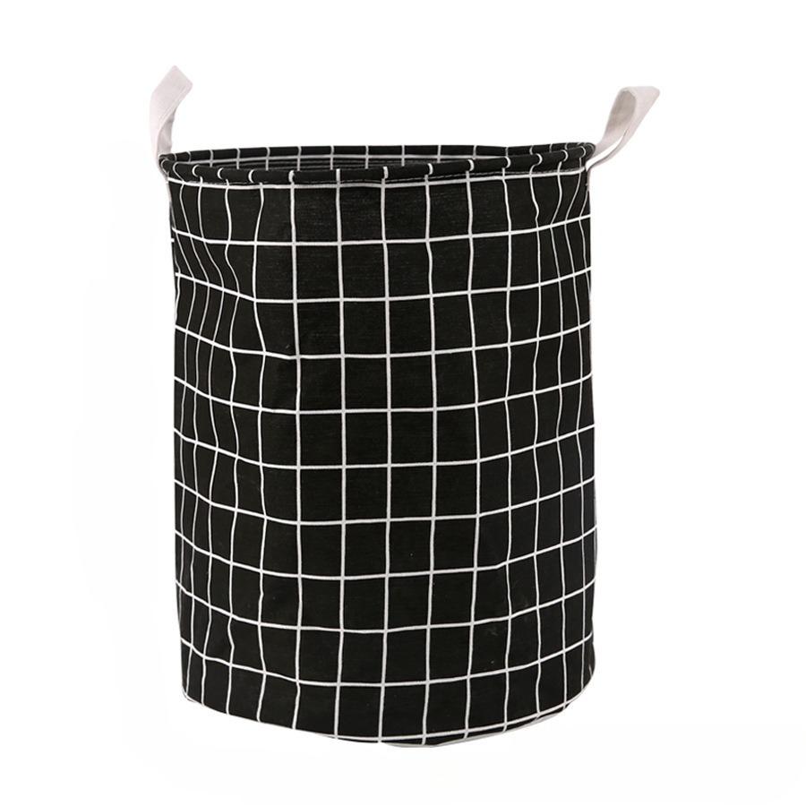 Household Dirty Clothes Basket, Toy Storage Bucket, Grid Fabric Large Foldable Waterproof Storage Basket