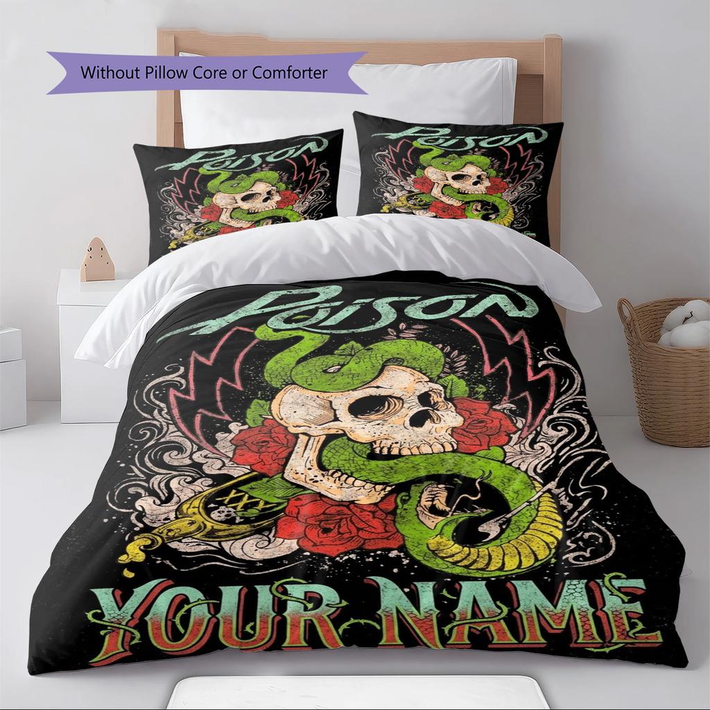 Name Custom Poison Pattern Bedding Set Quilt Cover Pillowcase Home Decor Gift (1 * Duvet Cover + 2 * Pillowcase, Without Core)