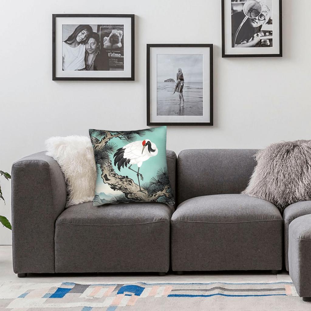 Pillow Cover Chinese Style Crane Vintage Pillow Case For Sofa Home Decoration Pillowcases