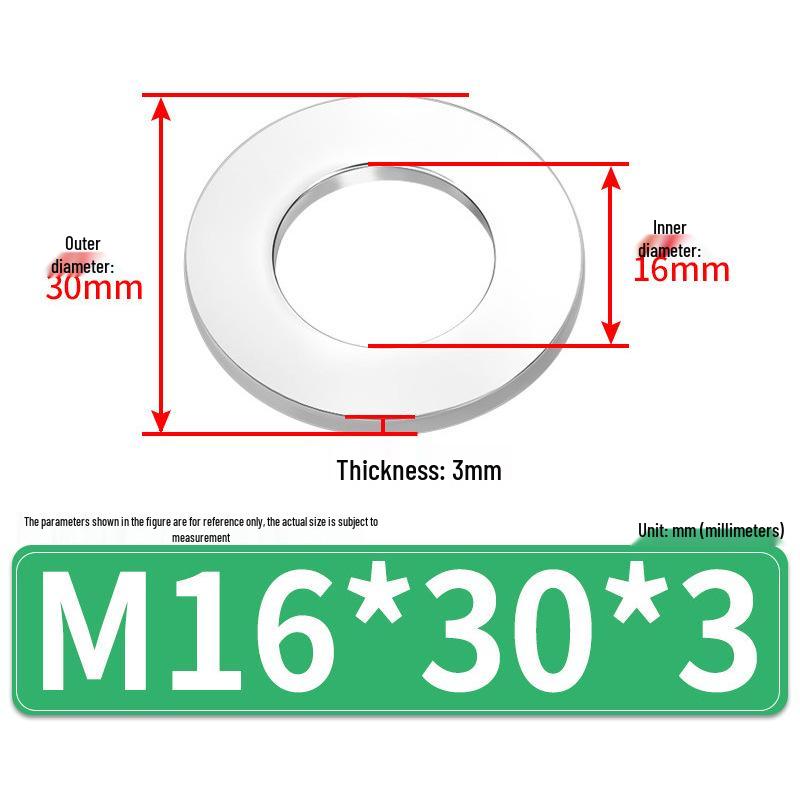Jin Juntai Thick & Thin Stainless Steel Flat Washer, Round M10-M36
