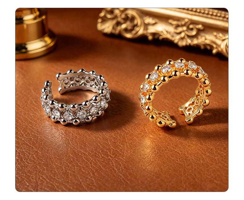 New 2026 Vintage Zirconium Open Index Finger Ring for Women - Light Luxury Summer Style