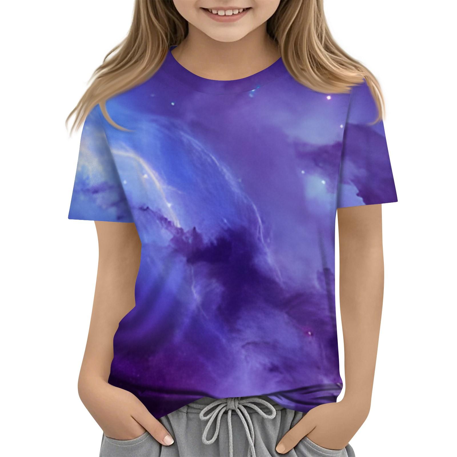 

Футболка для малышей, девочек и мальчиков, симпатичные футболки с принтом звездного неба, детские рубашки 1-15 лет 150